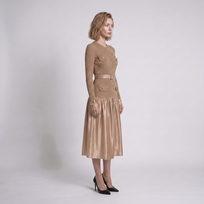 Thumbnail of Textured Knit Midi Dress Refined Silhouette image