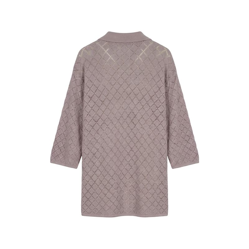Thumbnail of Textured Knit Polo Sweater Open Collar Relaxed Fit image