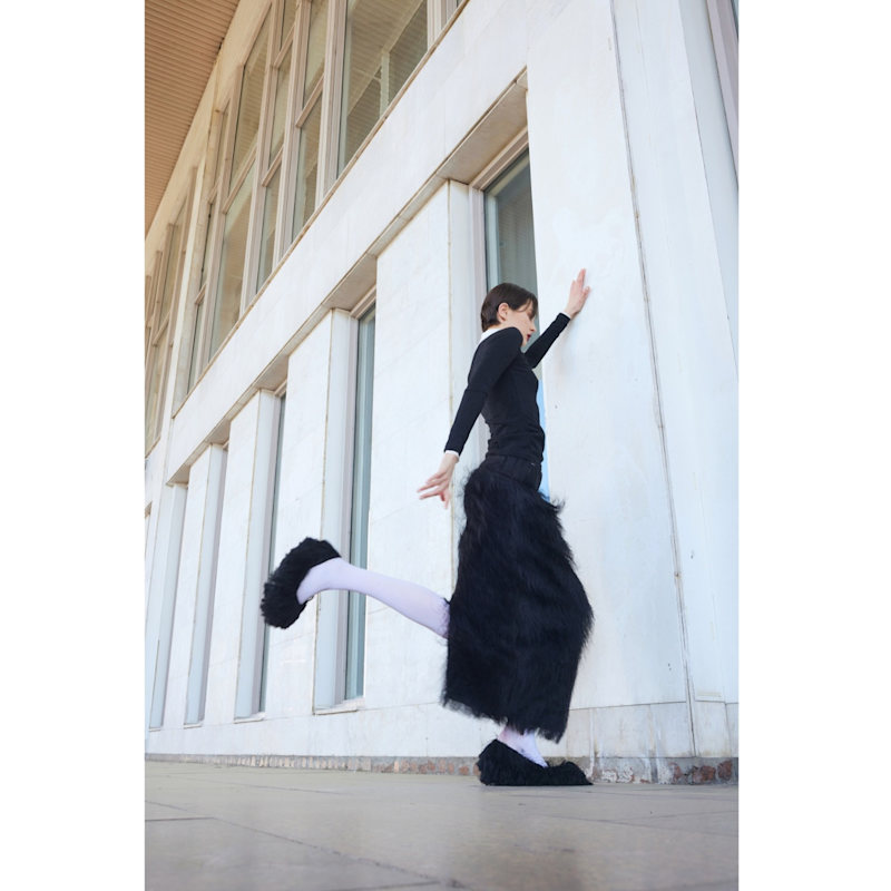 Thumbnail of Textured Pile Column Midi Skirt - Black image