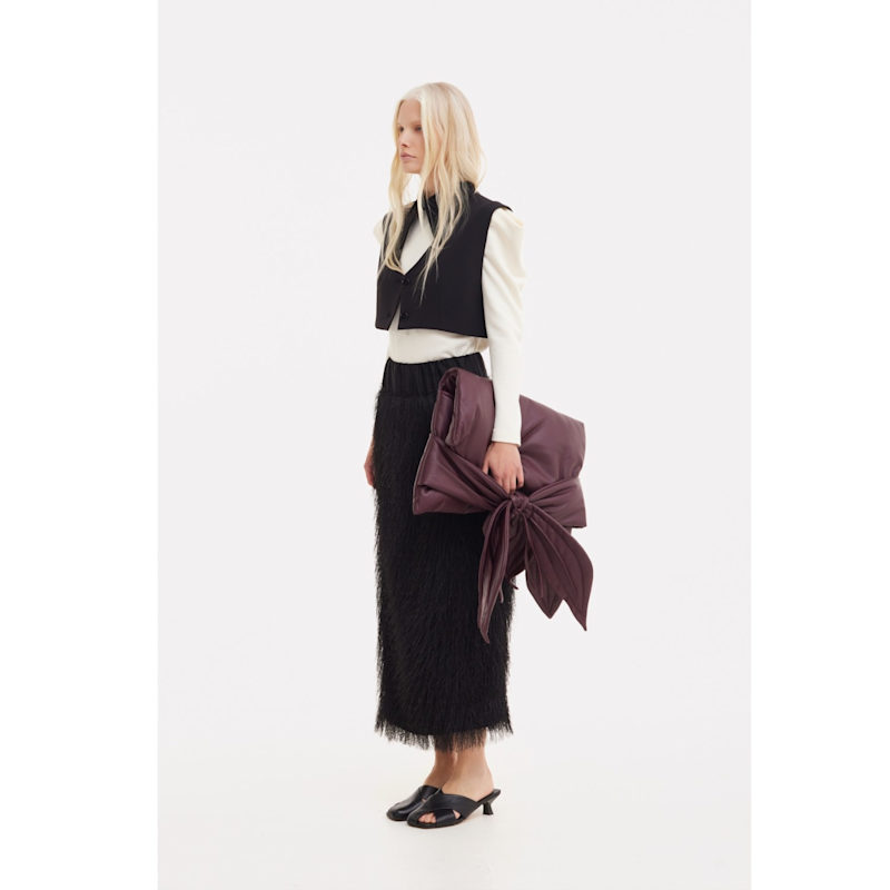 Thumbnail of Textured Pile Column Midi Skirt - Black image