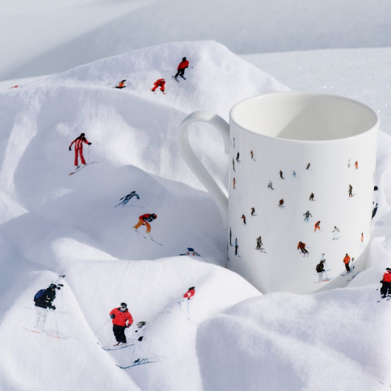 Thumbnail of Skier Printed Linen Tea Towel image