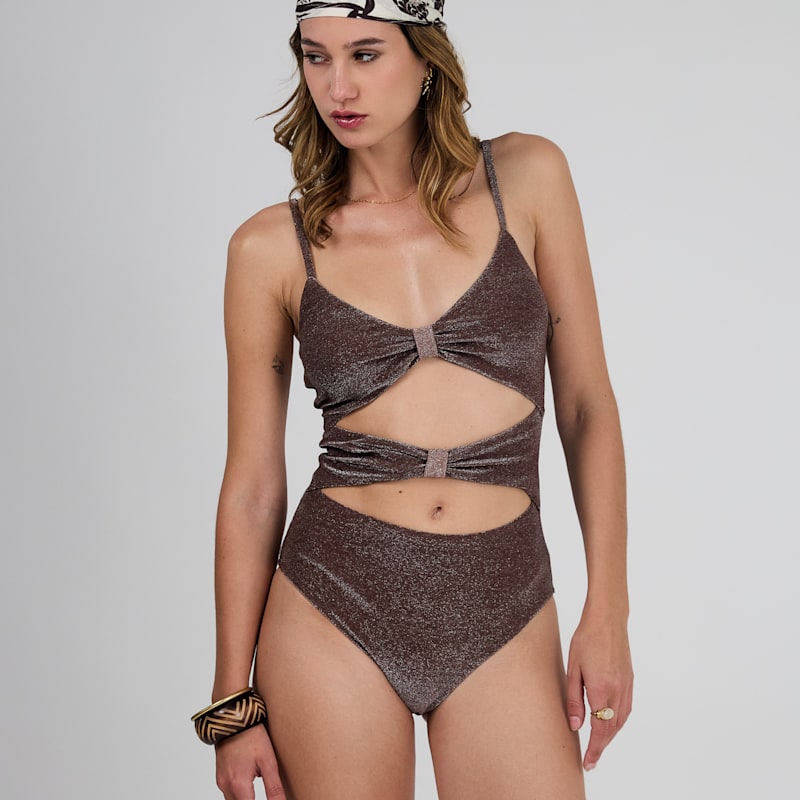 Thumbnail of The Afterglow – Dune | Shimmer Cut-Out One-Piece Swimsuit image