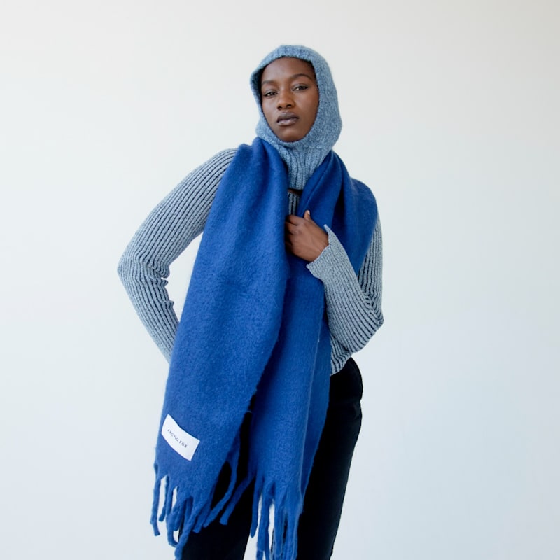 Thumbnail of The Alpaca Balaclava Fitted Hood In Blue image