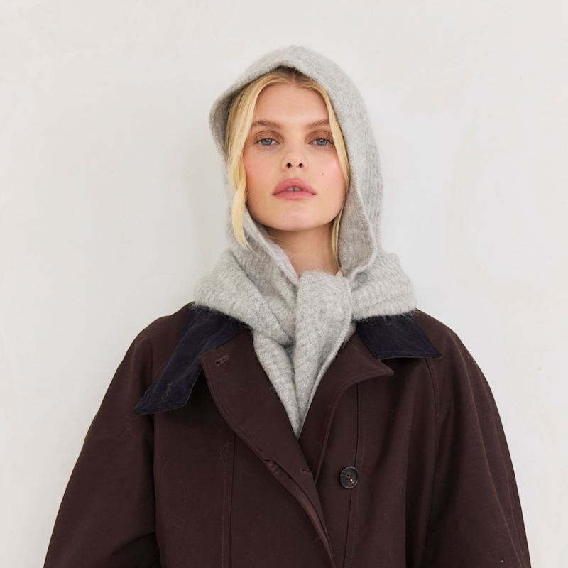 Thumbnail of The Alpaca Hooded Scarf - Blizzard Grey image