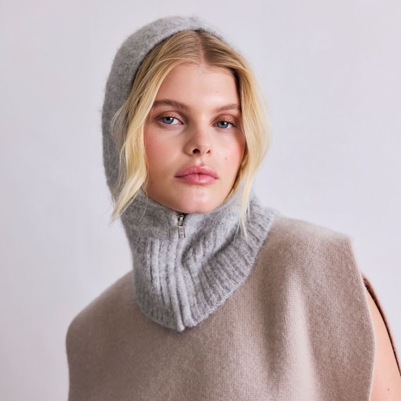 Thumbnail of The Alpaca Zip Balaclava - Blizzard Grey image