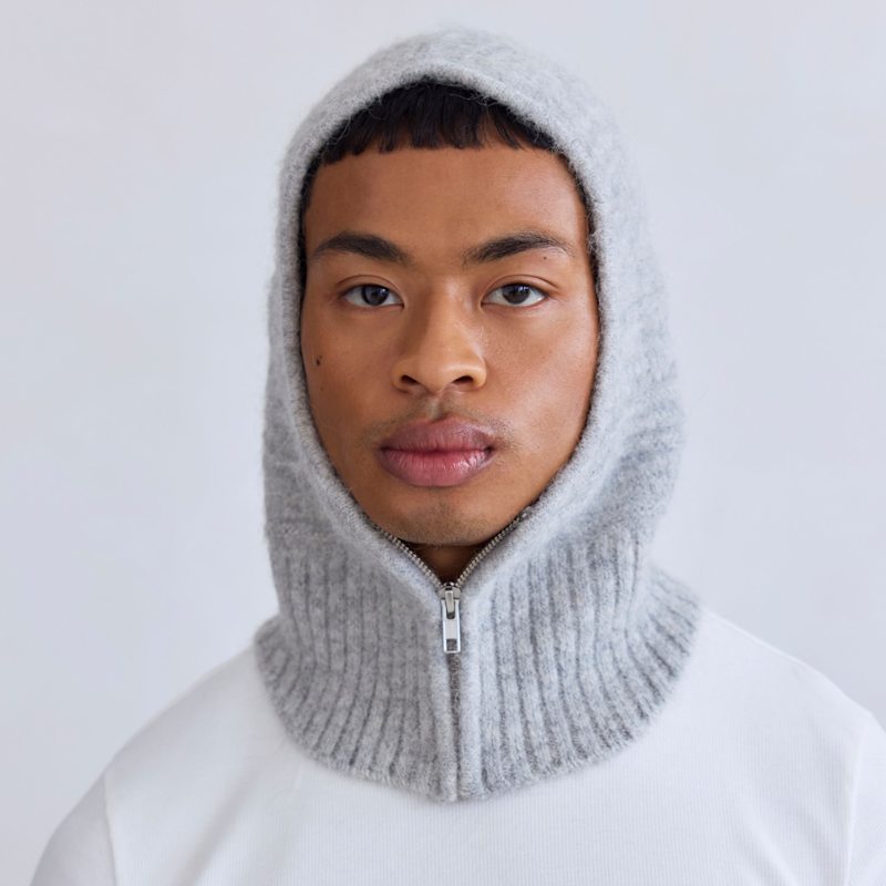 Thumbnail of The Alpaca Zip Balaclava - Blizzard Grey image