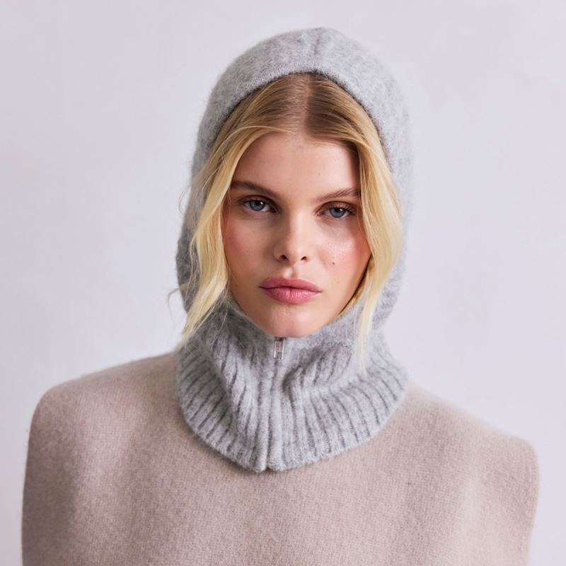 Thumbnail of The Alpaca Zip Balaclava - Blizzard Grey image