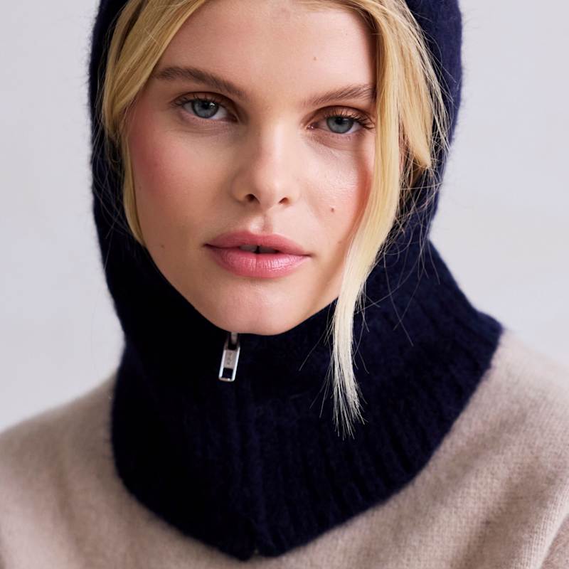 Thumbnail of The Alpaca Zip Balaclava - Deep Sea Navy image