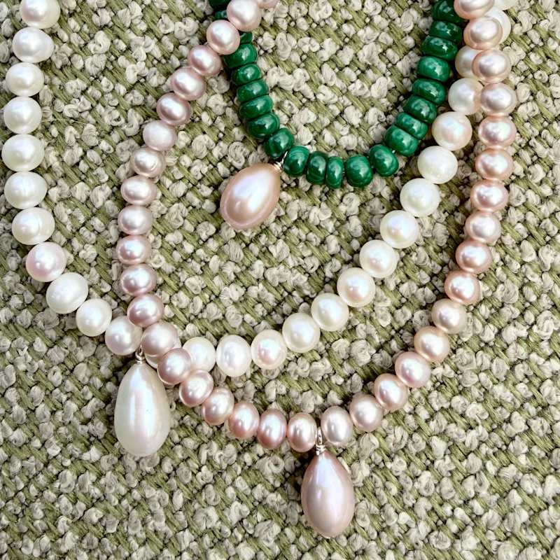 The Aura Pink Pearl Necklace | Leni James | Wolf & Badger