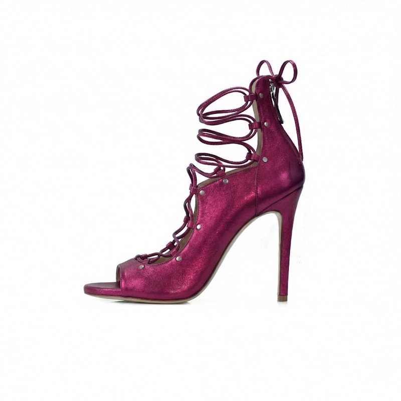 Thumbnail of The Avalyn Lace Up Sandal In Raspberry image