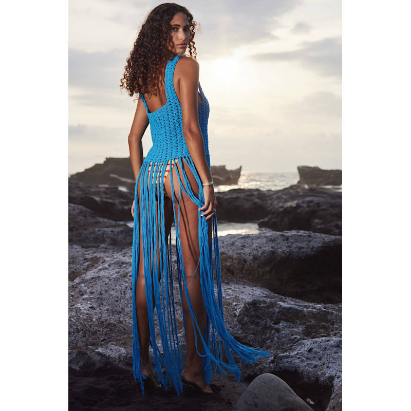 The Azure Tassel Dress Aqua Blue | STATE OF GEORGIA