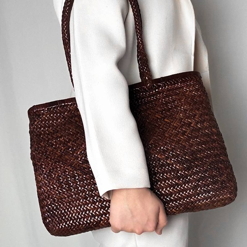 Thumbnail of The Buna Handwoven Leather Tote Bag image