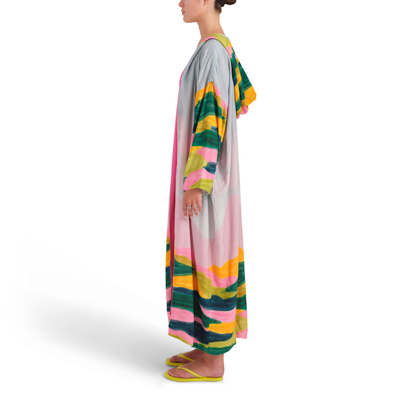 Thumbnail of The Caroline Pink Printed Ecovero Viscose And Silk Coverup Robe Coat image