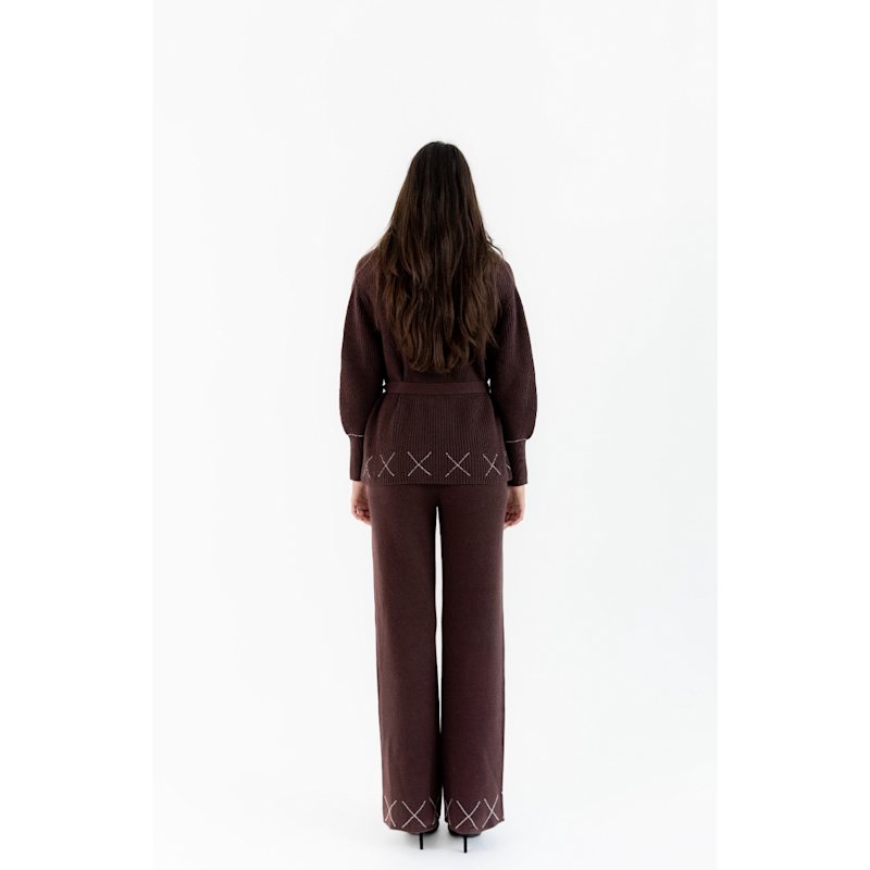 Thumbnail of Hand Embroidered Knit Cardigan - Chestnut image