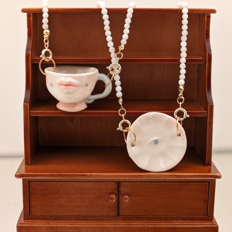 Thumbnail of The Cup Theater Mini Porcelain Plate Shell Beads Necklace image