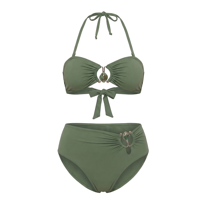 Thumbnail of The Echo Stone – Jade | Bandeau Bikini With Jewel Detail image