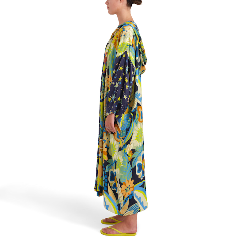 Thumbnail of The Emma Ecovero Viscose And Silk Floral And Stars Coverup Robe Coat image