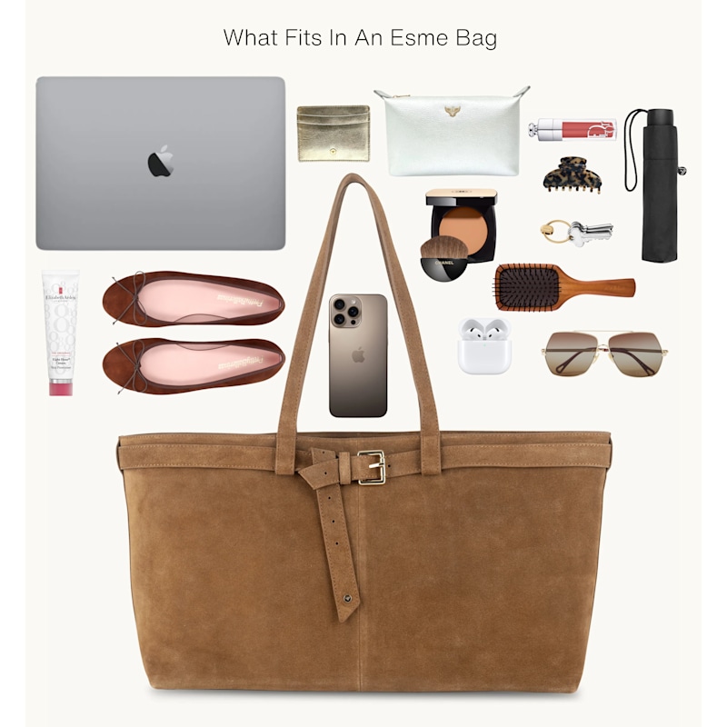 Thumbnail of The Esme Raffia Tote Bag With Black Leather Trim image