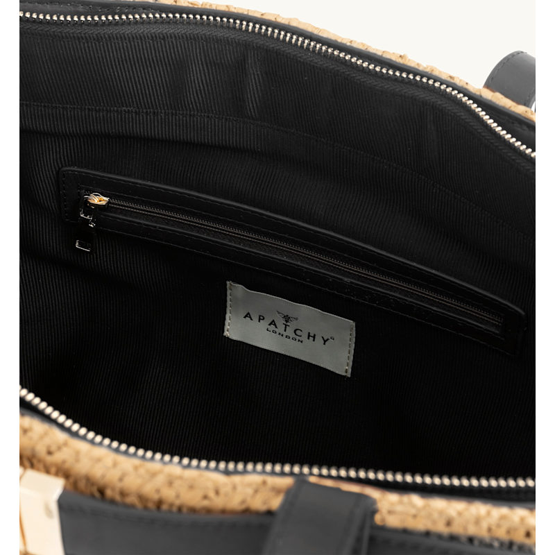 Thumbnail of The Esme Raffia Tote Bag With Black Leather Trim image