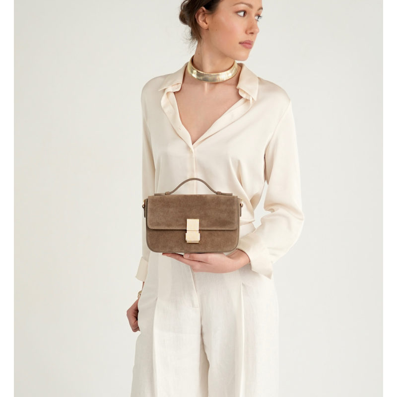 Thumbnail of The Flora Mink Suede Bag image