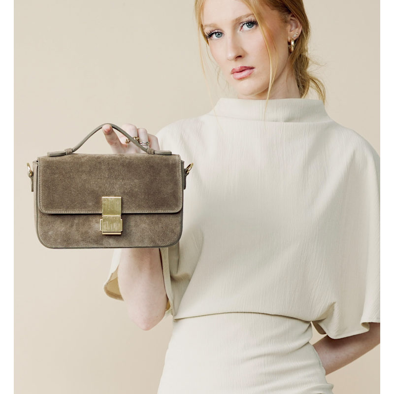 Thumbnail of The Flora Mink Suede Bag image