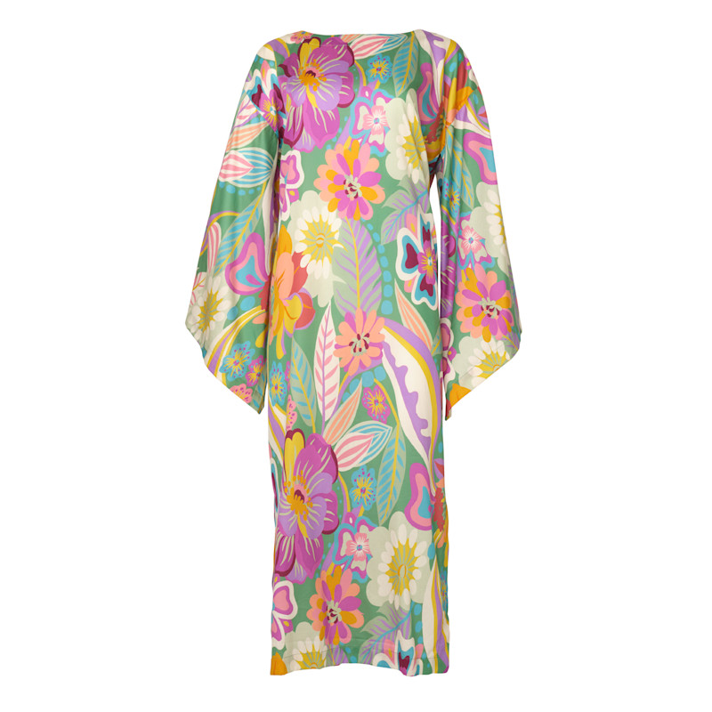 Thumbnail of The Jennifer Cotton Floral Wide Sleeve Kaftan Dress image