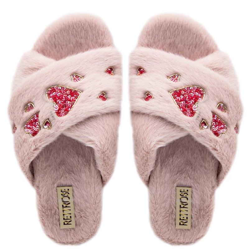 Thumbnail of Kaylee Dusky Pink Luxury Plush Diamanté Embellished Handmade Slipper image