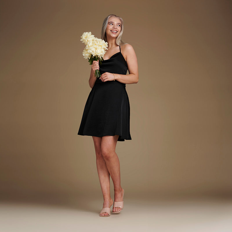Backless Satin Slip Mini Dress - Kelly In Black | Altera London | Wolf &  Badger