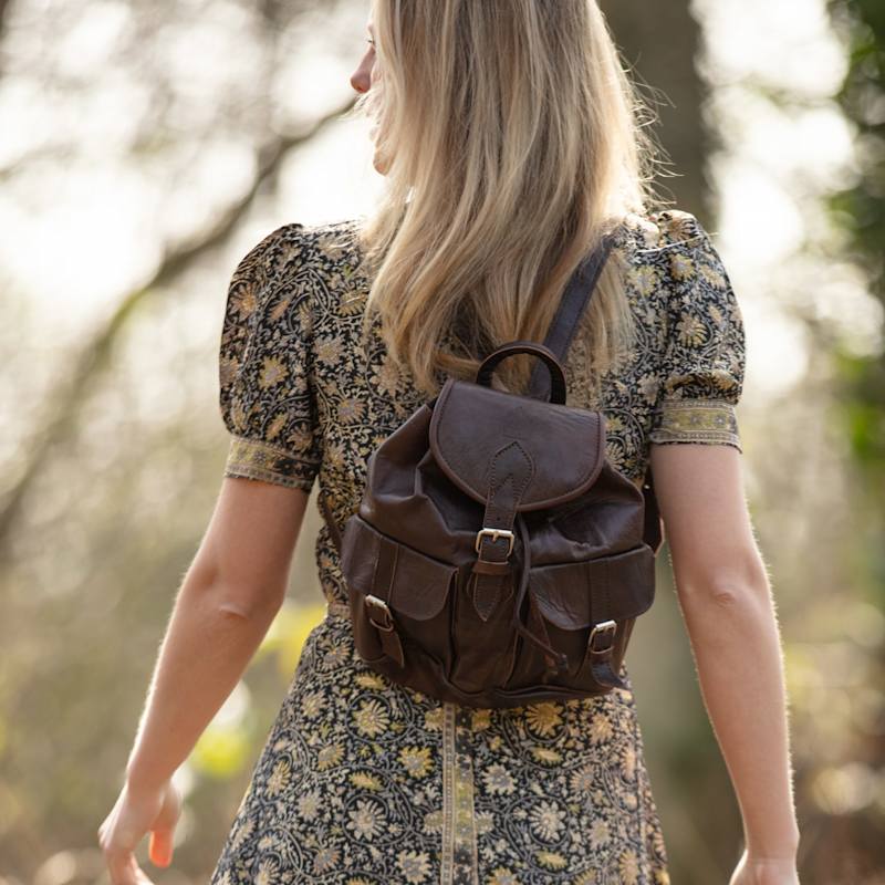 The Larache Small Rucksack In Dark Brown | Berber Leather | Wolf & Badger
