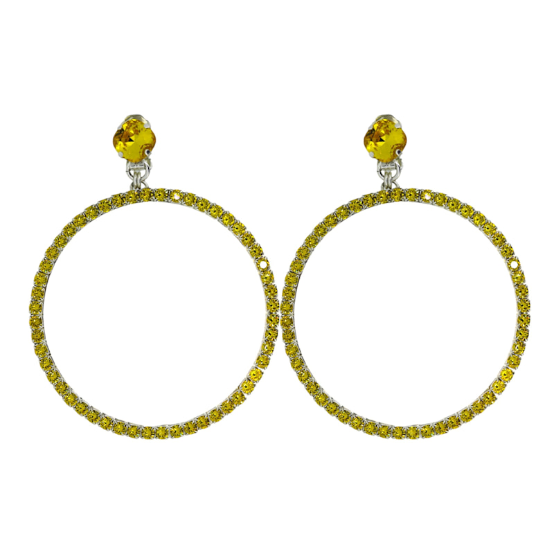 The Large Yellow Hoop Earrings In Platinum - Pierced | VICKISARGE ...