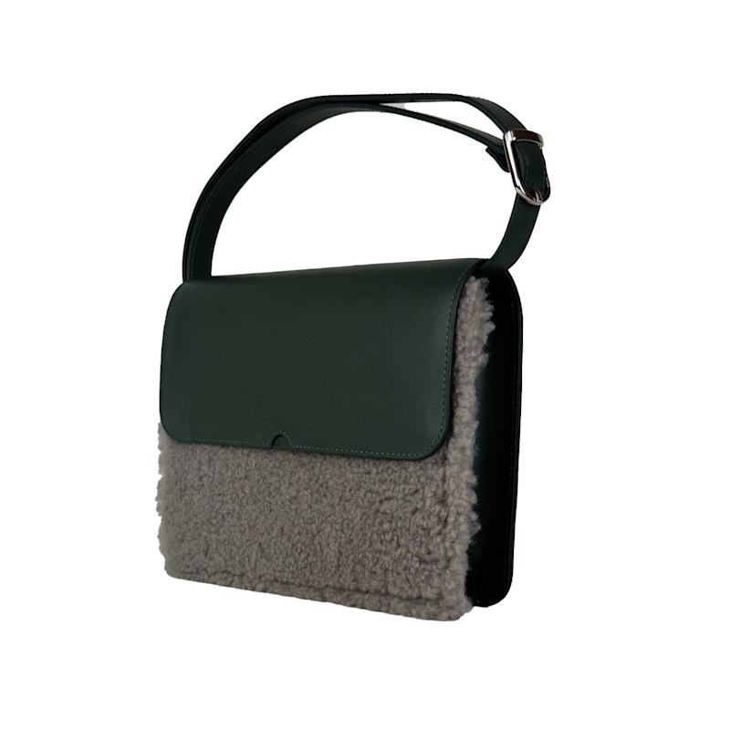Thumbnail of The Moss Adjustable Shoulder Bag In Forest Green And Wool image