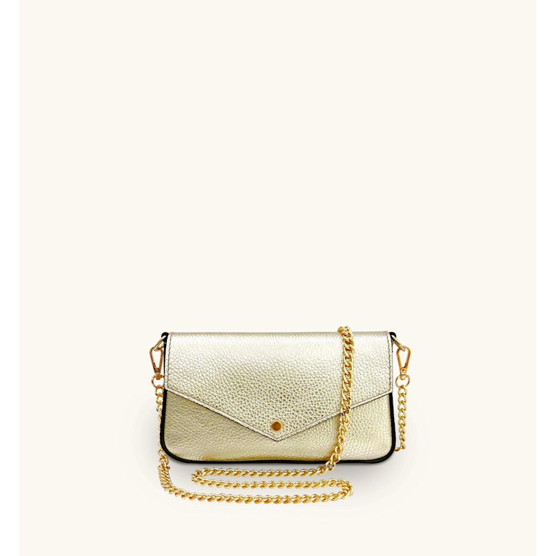 Thumbnail of The Munro Gold Leather Shoulder Bag image