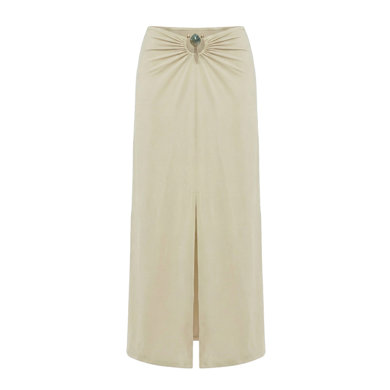Thumbnail of The Muse Drape – Moonstone | Long Pareo Skirt With Jewel Detail image