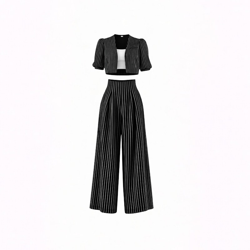 Thumbnail of The Palazzo Jacket - Black & White Stripes image