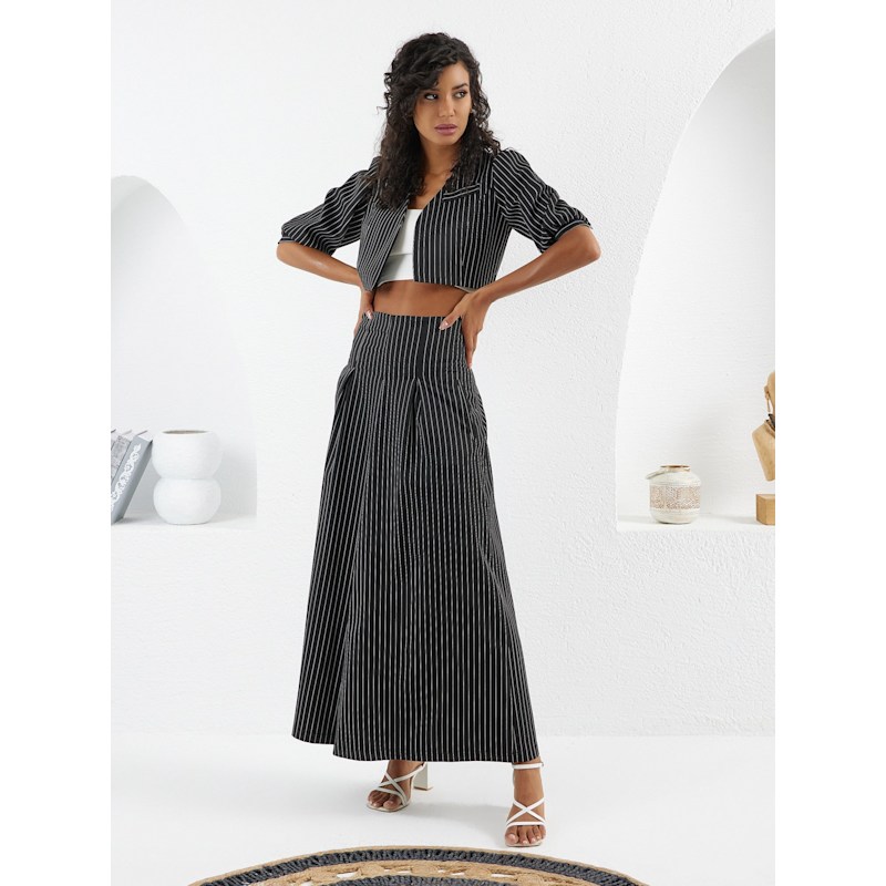 Thumbnail of The Palazzo Jacket - Black & White Stripes image