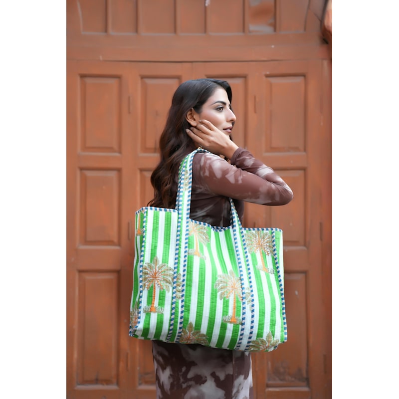 Thumbnail of The Palm Tree Tote - Navy image