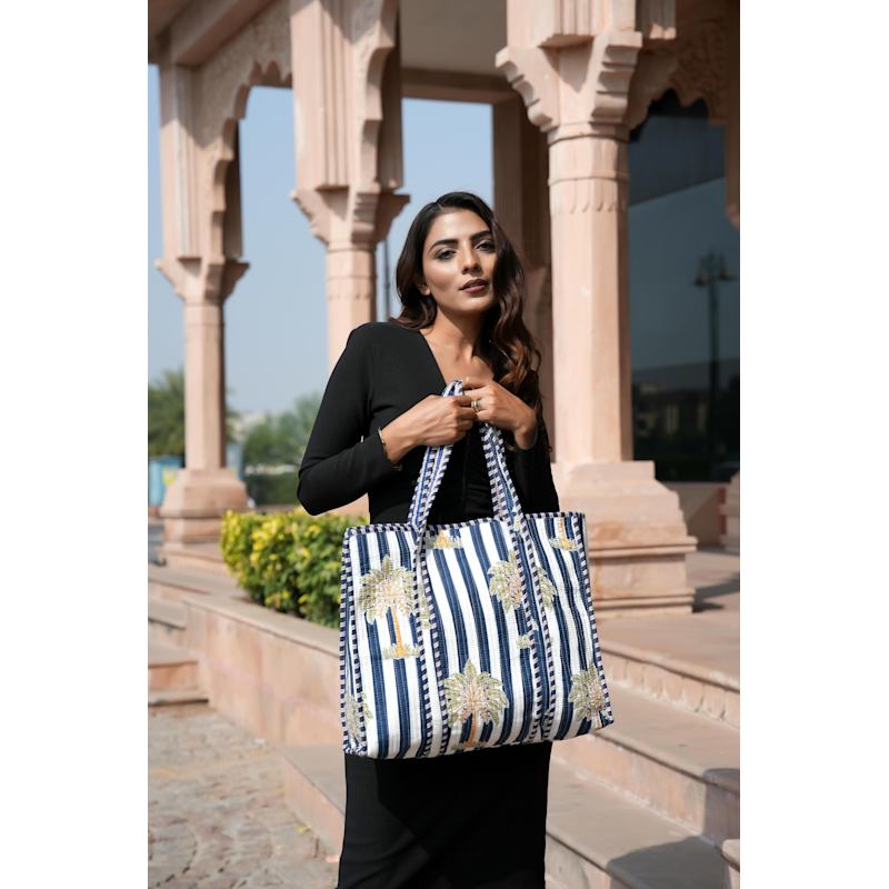 Thumbnail of The Palm Tree Tote - Navy image