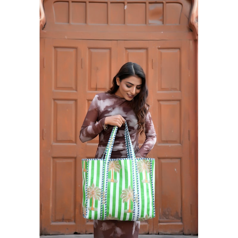 Thumbnail of The Palm Tree Tote - Navy image