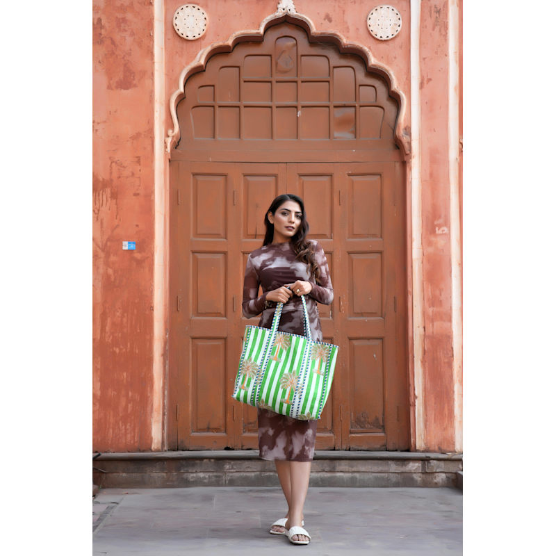 Thumbnail of The Palm Tree Tote - Navy image