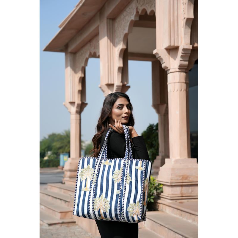 Thumbnail of The Palm Tree Tote - Navy image