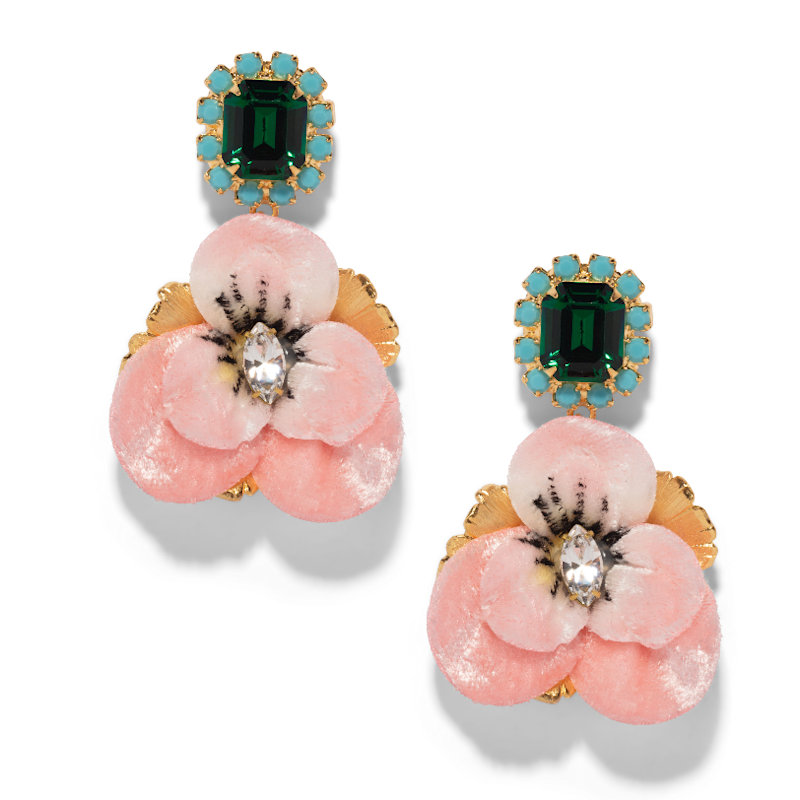 Thumbnail of The Pink Reef Emerald Light Pink Pansy Earring image