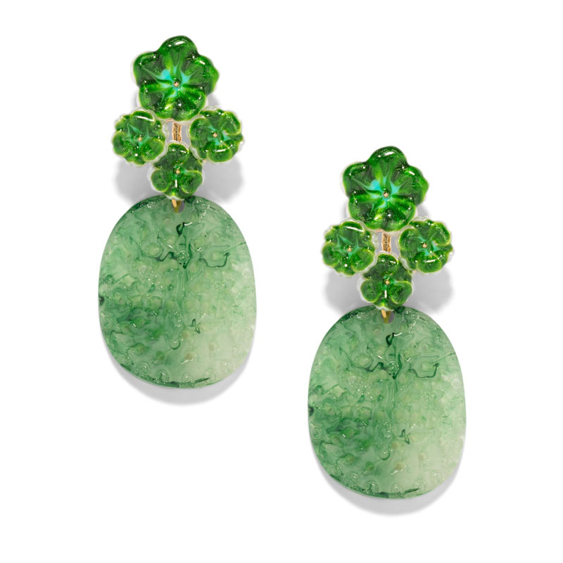 Thumbnail of The Pink Reef Imperial Jade Earrings / Green image