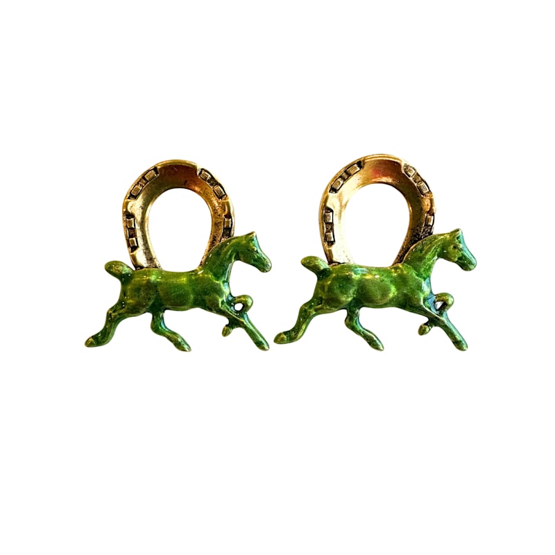 Thumbnail of The Pink Reef Keeneland Horse Earring In Emerald / Green image