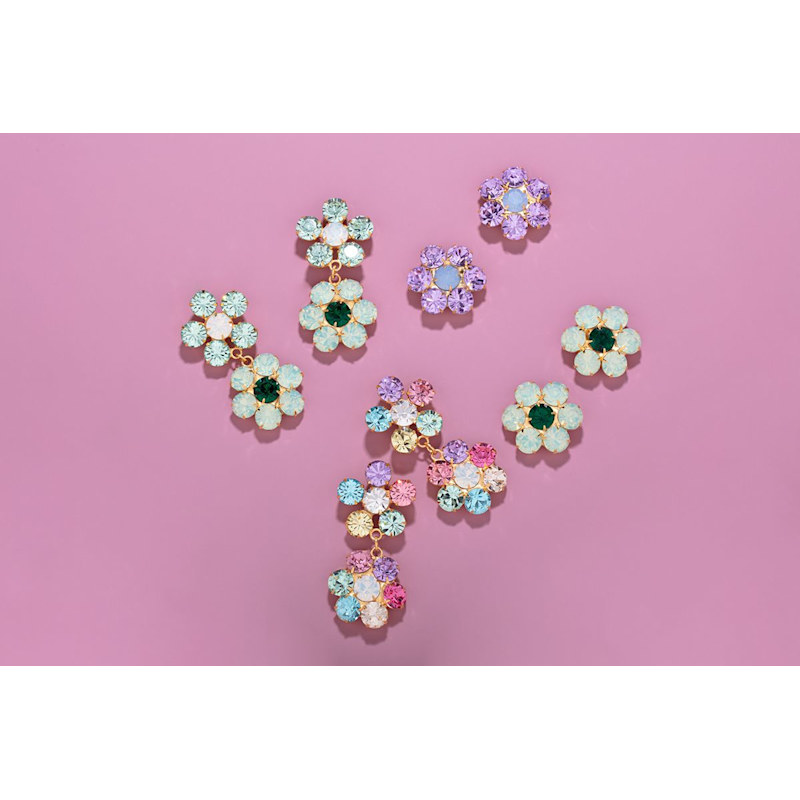 Thumbnail of The Pink Reef Penelope Handcrafted Gem Double Floral In Rainbow image