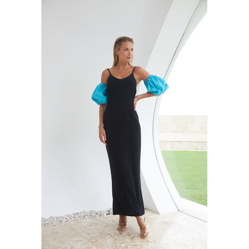 black and aqua dress Johnathan Kayne 3132