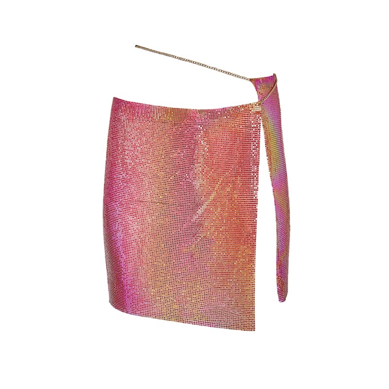 The Radiance - Metalic Wrap Cover-Up Skirt Ruby Red