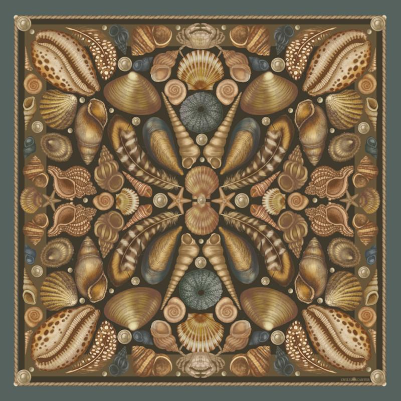 The River Shell Silk Scarf - L | Emily Carter | Wolf & Badger