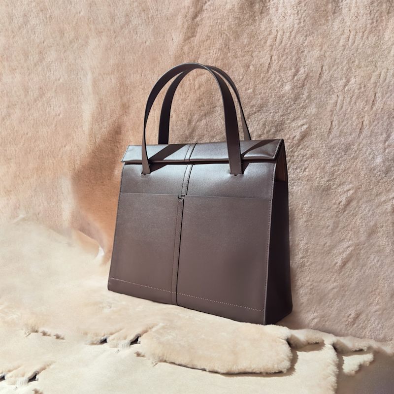 Thumbnail of The Roon Top Handle Leather Bag In Coffee Brown image