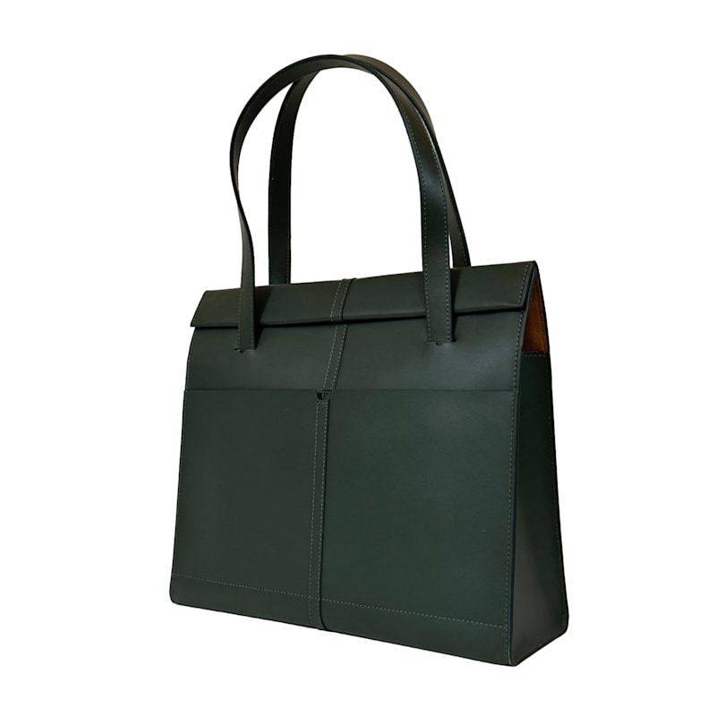 Thumbnail of The Roon Top Handle Leather Bag In Forest Green image