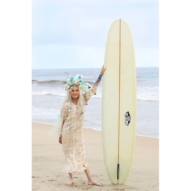 Thumbnail of The Ruthie Silk And Organic Cotton Yellow Tiger Print Embroidered Kaftan Dress image